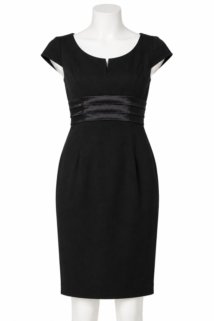 Carmen Marc Valvo Black Sheath Empire Waist Dress - Size 10